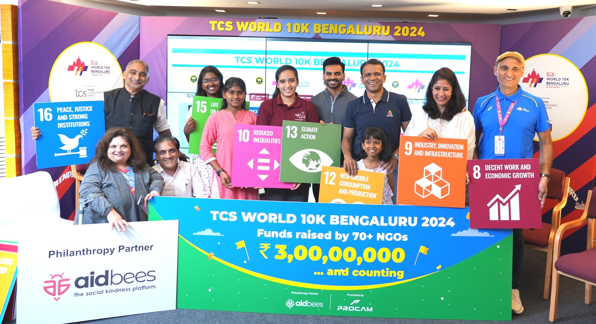 NGOs, Corporates, and citizens join forces to raise over INR 3 Crores for Social Good at the TCS World 10K Bengaluru 2024