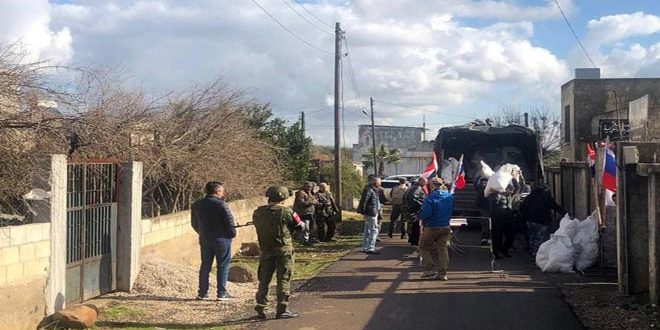 Russian food aids distributed in Homs countryside