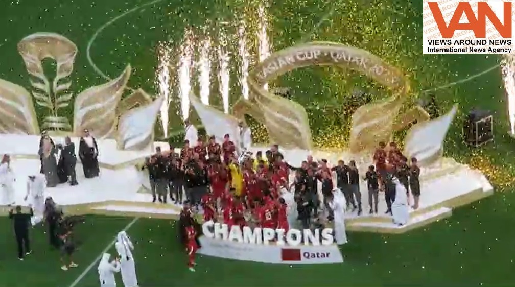 Team Qatar celebrating the winning moments of AFC 