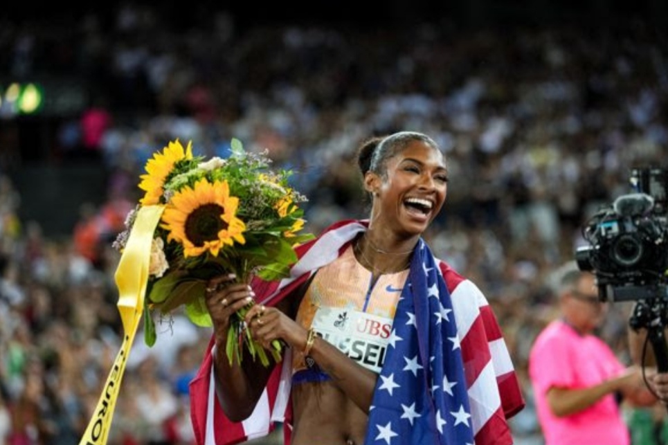 Russell breaks world 100m hurdles record in Zurich