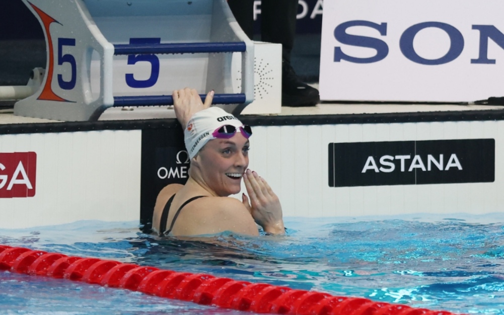 Marrit Steenbergen claims a Triple Crown, busts another to open Swimming World Cup in Astana