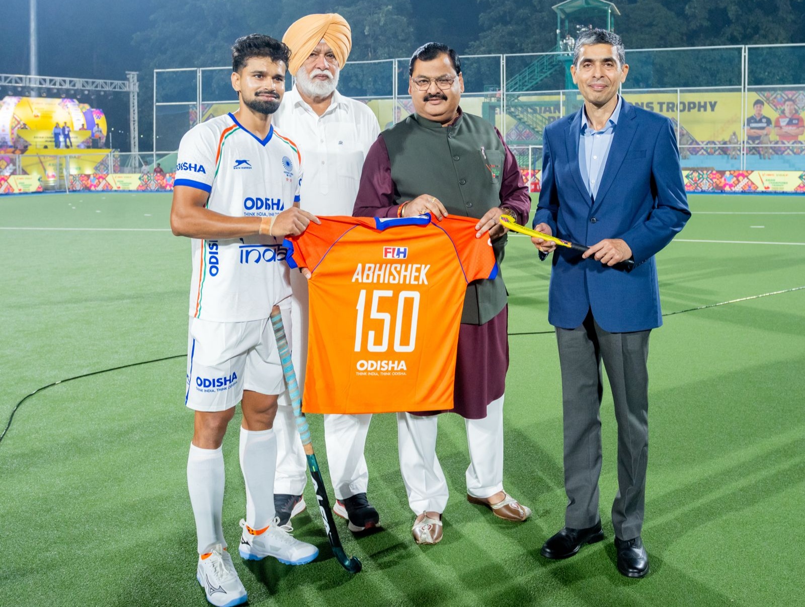 Hockey India congratulates Abhishek on his 150th senior international appearance