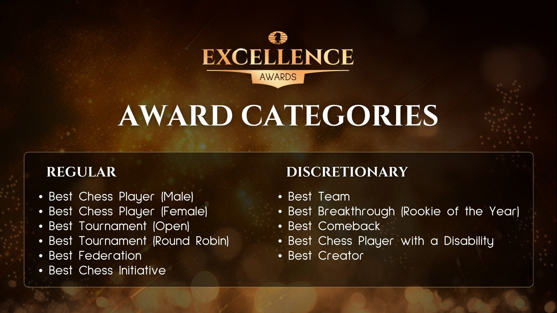 FIDE launches Excellence Awards