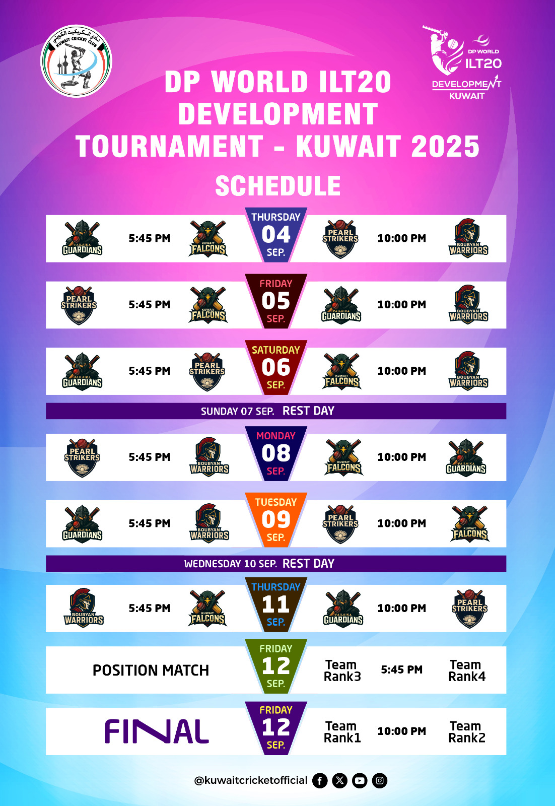 DP World ILT20 Development Tournament - Kuwait 2025 to begin from September 4th